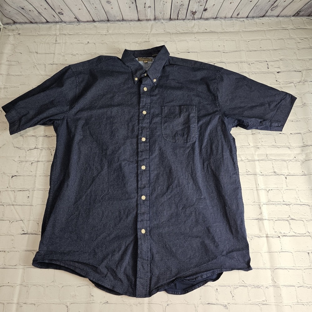 Roper Short Sleeve Button Down Shirt 2XL Blue Dot Pocket‎ Cotton Blend Western